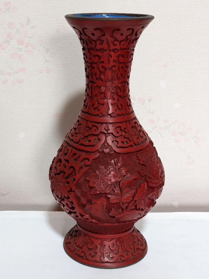 ♦中国 古玩 堆朱 彫漆 瓶 花瓶 漆芸 漆器 花器 花活け 古美術品 骨董品 Amazon.co.jp: 中国 古玩 堆朱 彫漆 瓶 花瓶 漆芸 漆器 花器